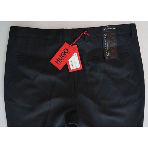 Hugo Boss 50456479 Men's Sz 36R Charcoal Super-Flex Micro-Check Chino Pants $198 - Picture 9 of 13